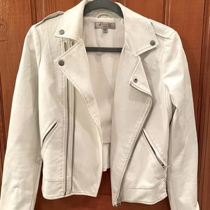 White synthetic leather jacket